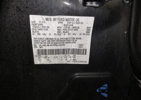 2014 Lincoln Mkx from USA, damaged, VIN 2LMDJ8JK7EBL02050